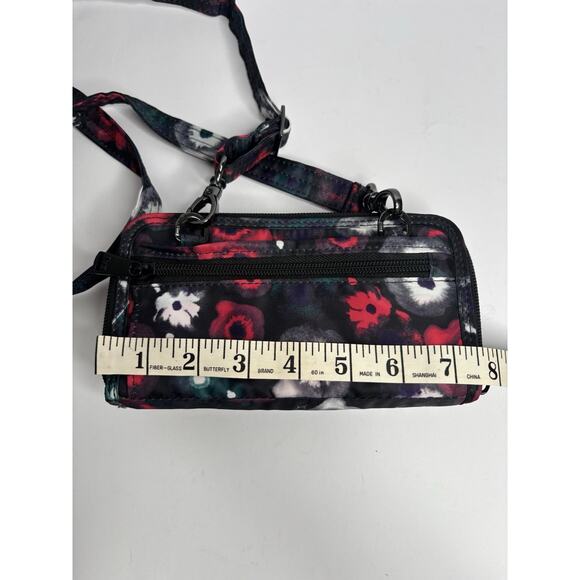 LUG Kickflip Convertible Wallet Midnight Watercolor Floral crossbody card holder - Picture 7 of 8